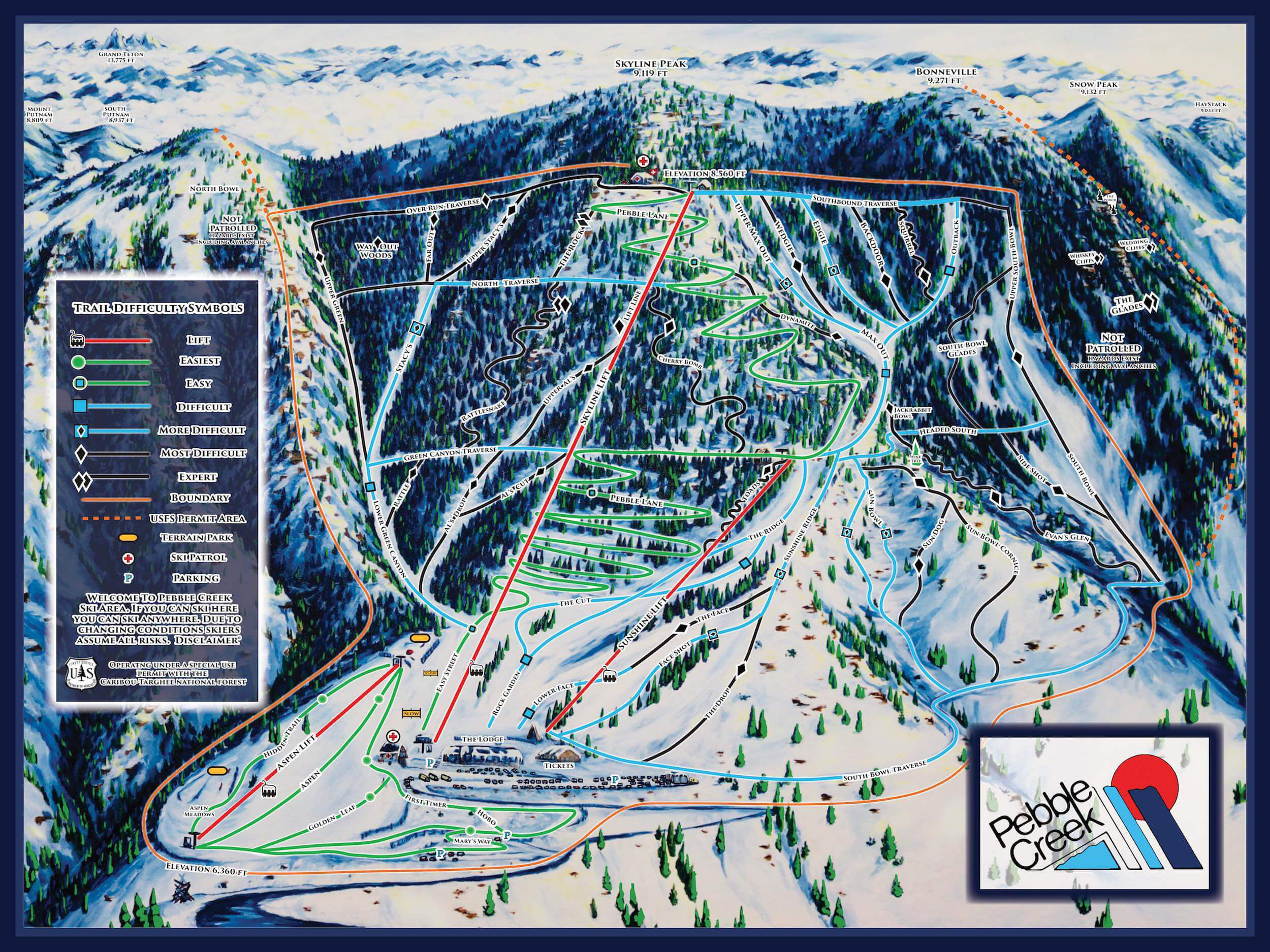 Pebble Creek Ski Area Trail Map