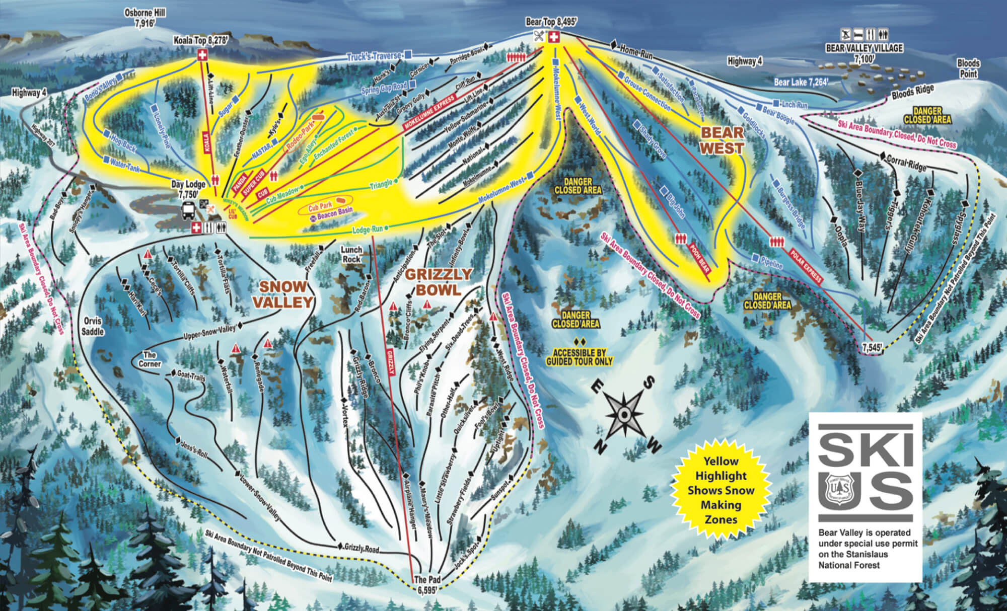 Bear Valley Mountain Resort Trail Map