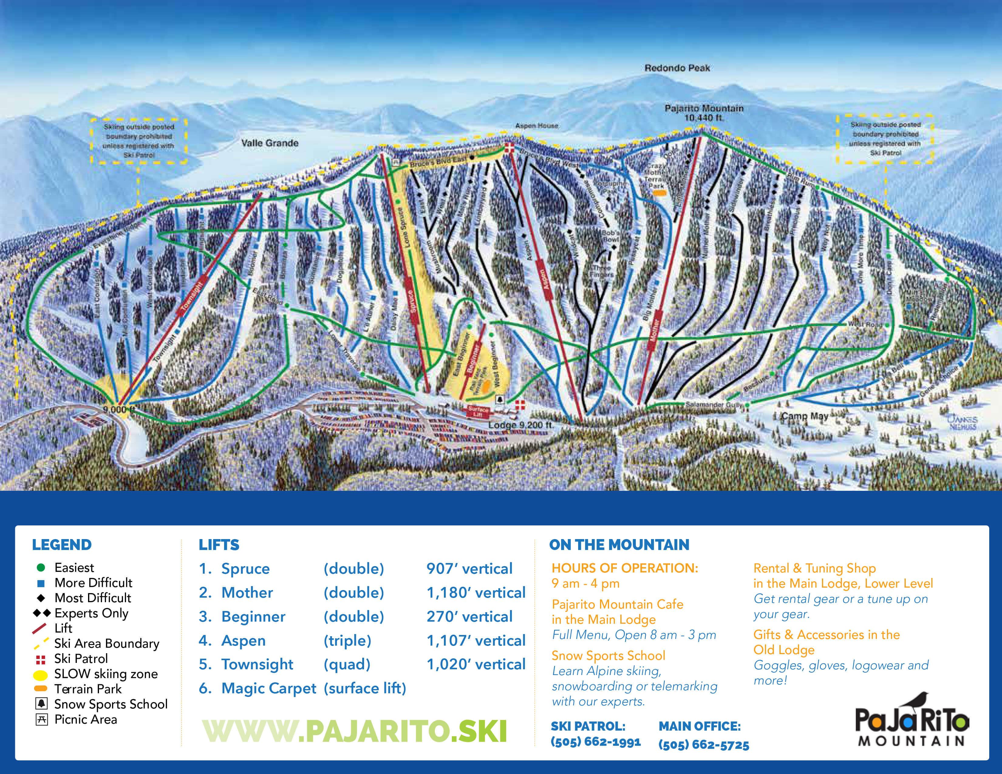 Pajarito Mountain Ski Area Trail Map