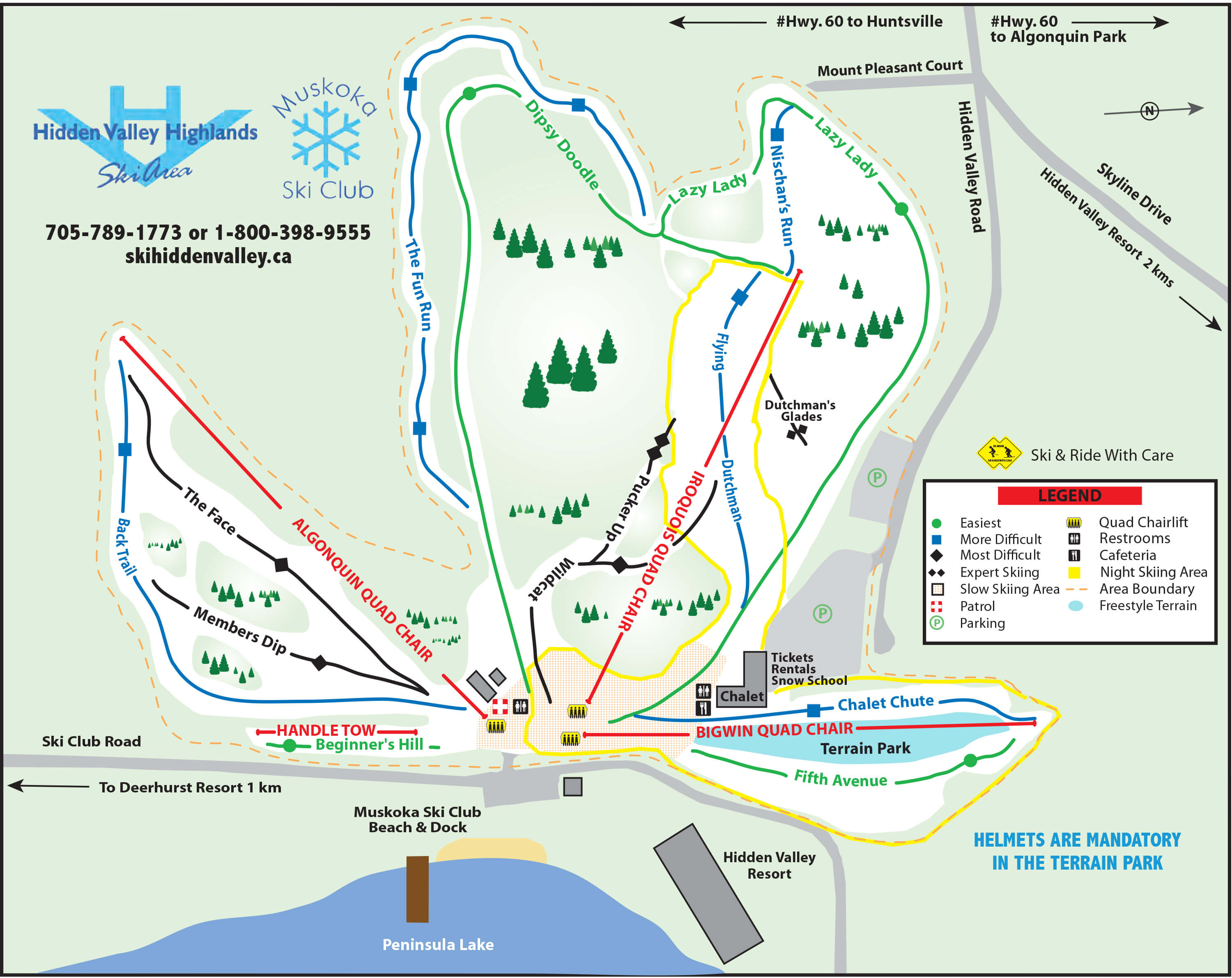 Hidden Valley Highlands Ski Area Trail Map