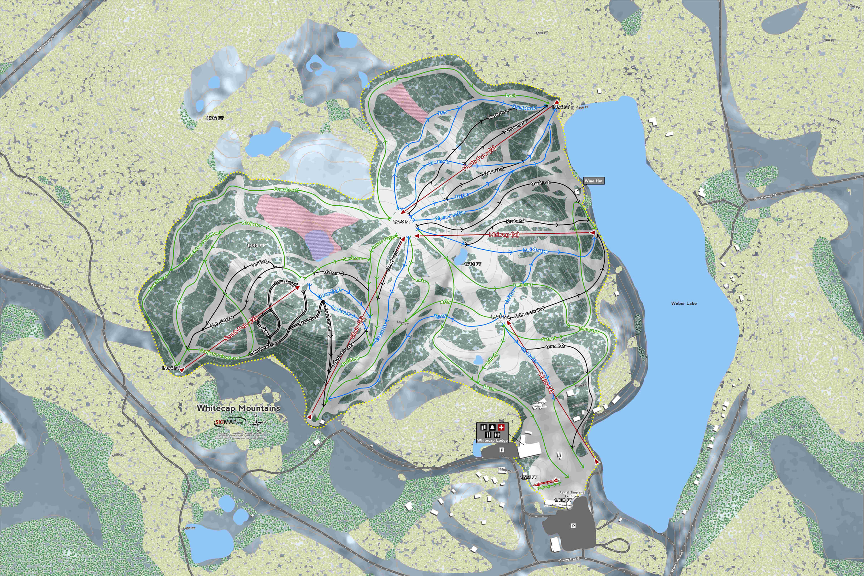 Whitecap Mountain Trail Map