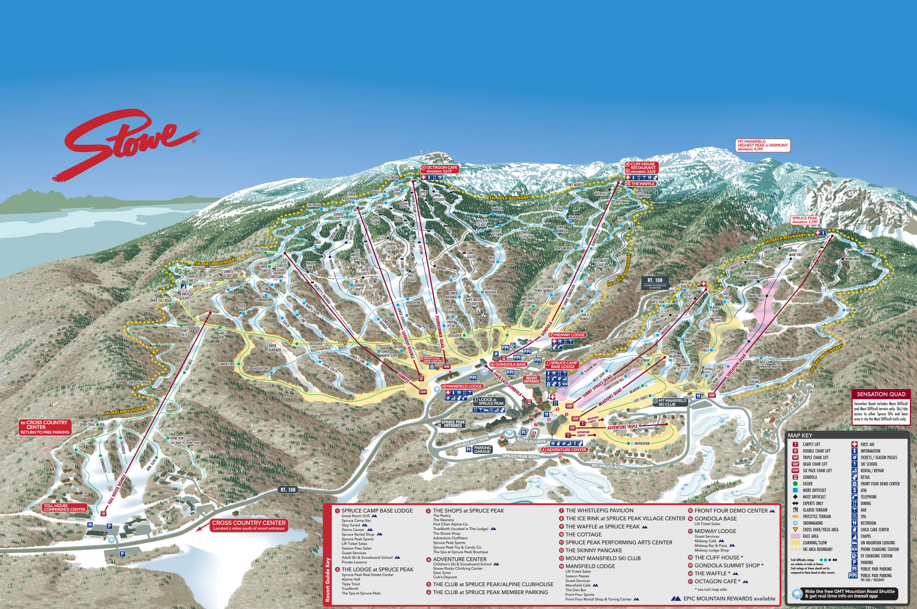 Stowe Mountain Resort Trail Map