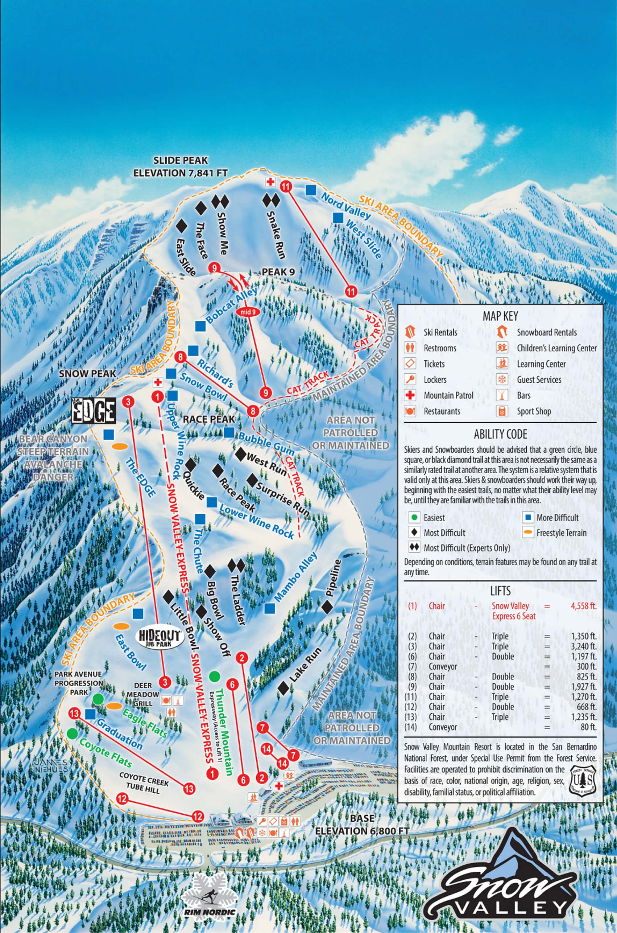 Snow Valley Mountain Resort Trail Map