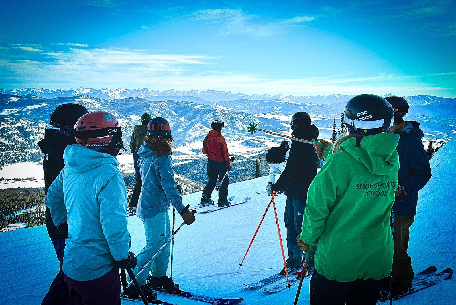 An advanced lesson at the summit of Bridger Bowl, Montana. Photo courtesy of James Crosby