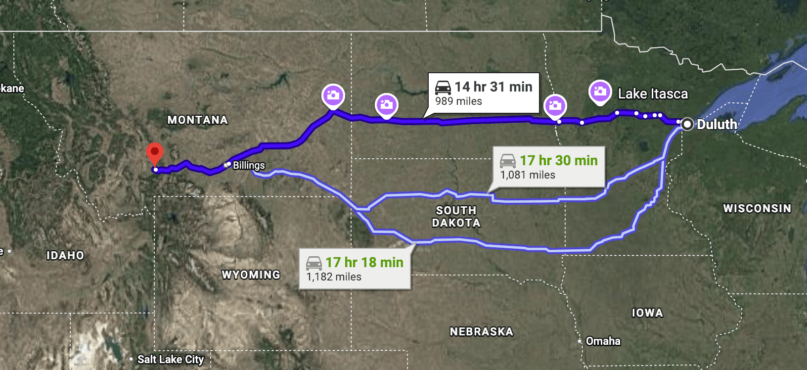 Midwestern Ski Corridor Guide Duluth, MN to Bozeman, MT Route Map