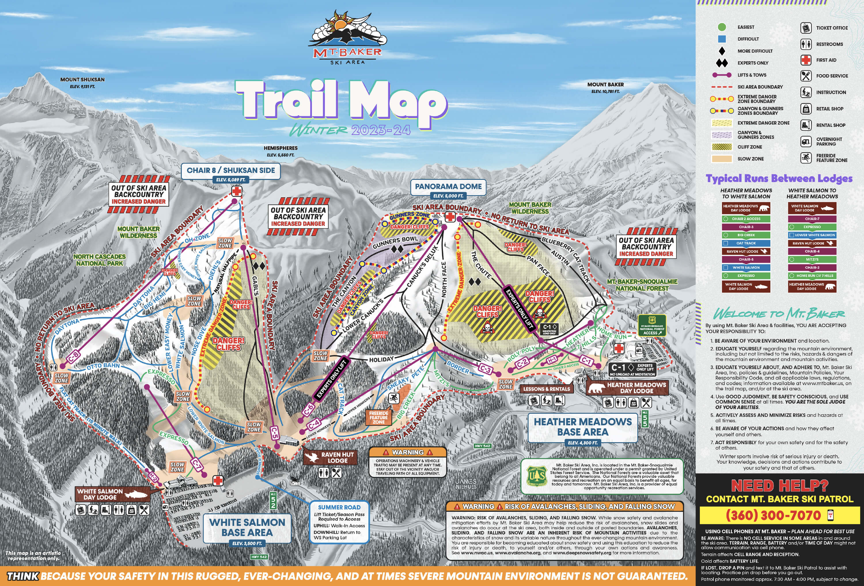 Mt Baker Ski Area Trail Map