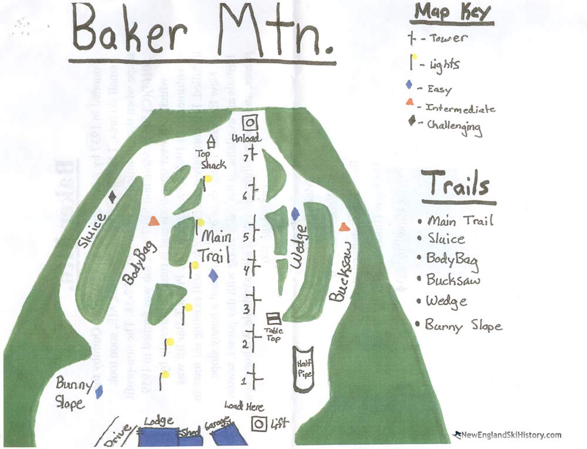 Baker Mountain Trail Map