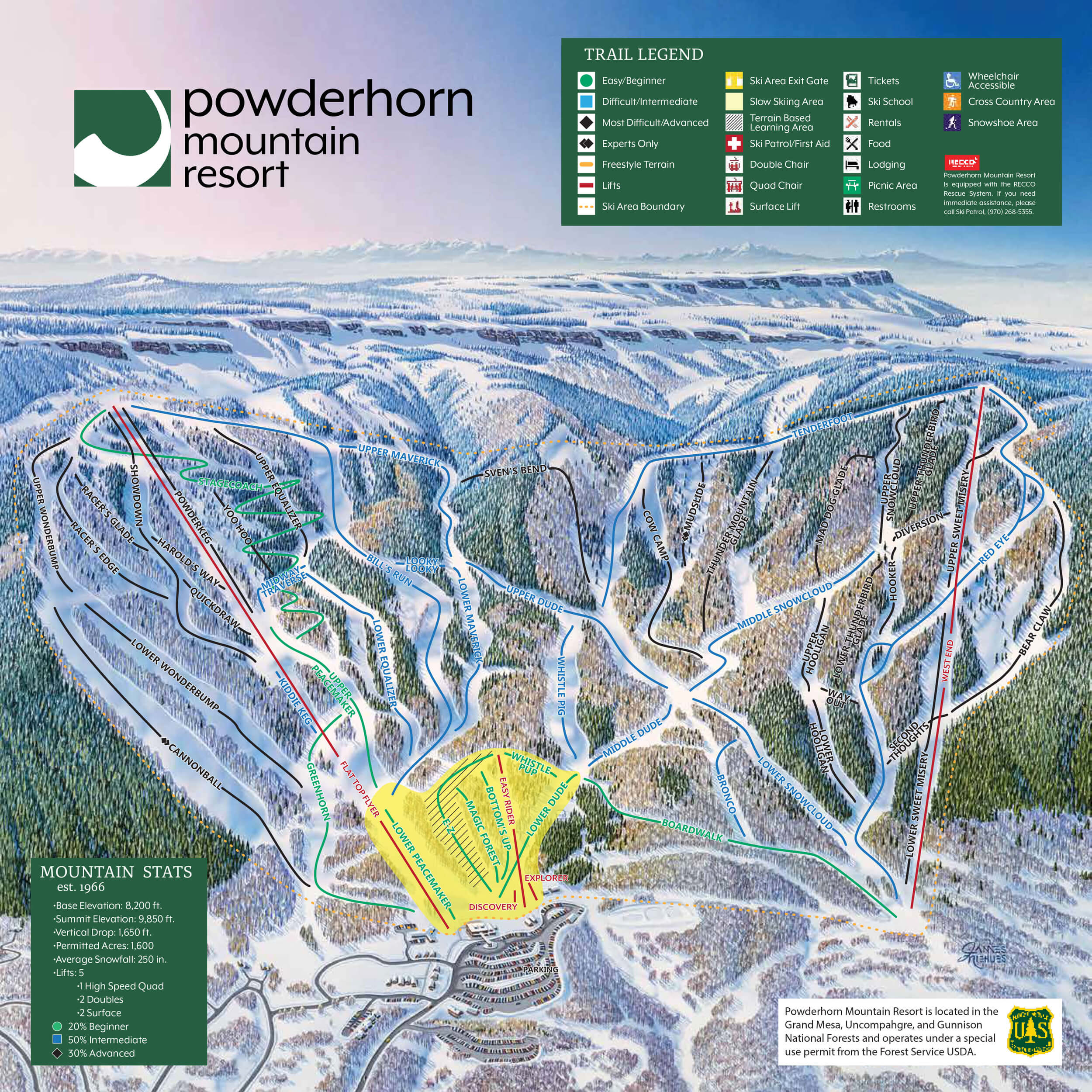 Powderhorn Mountain Resort Trail Map