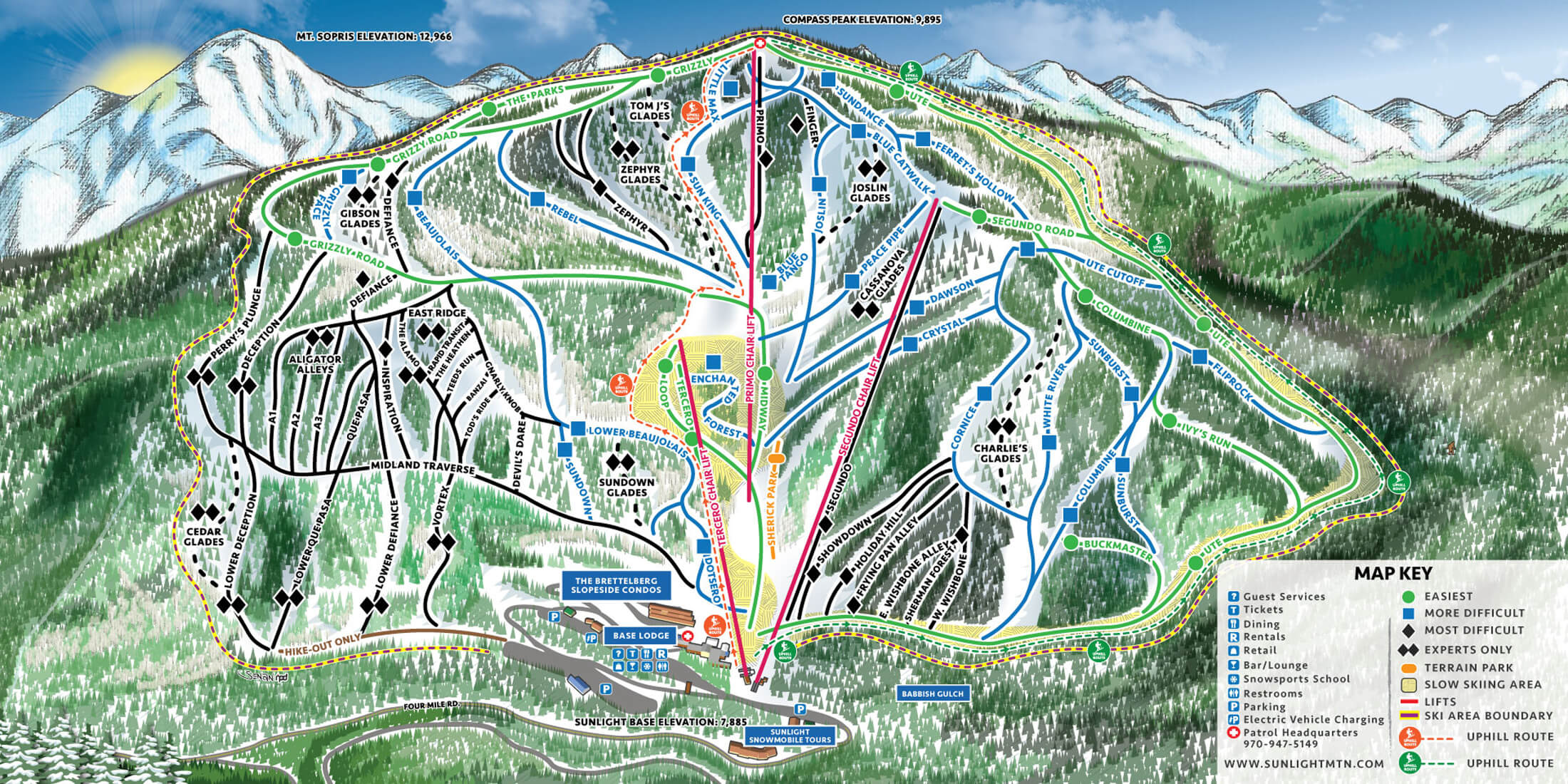 Sunlight Mountain Resort Trail Map