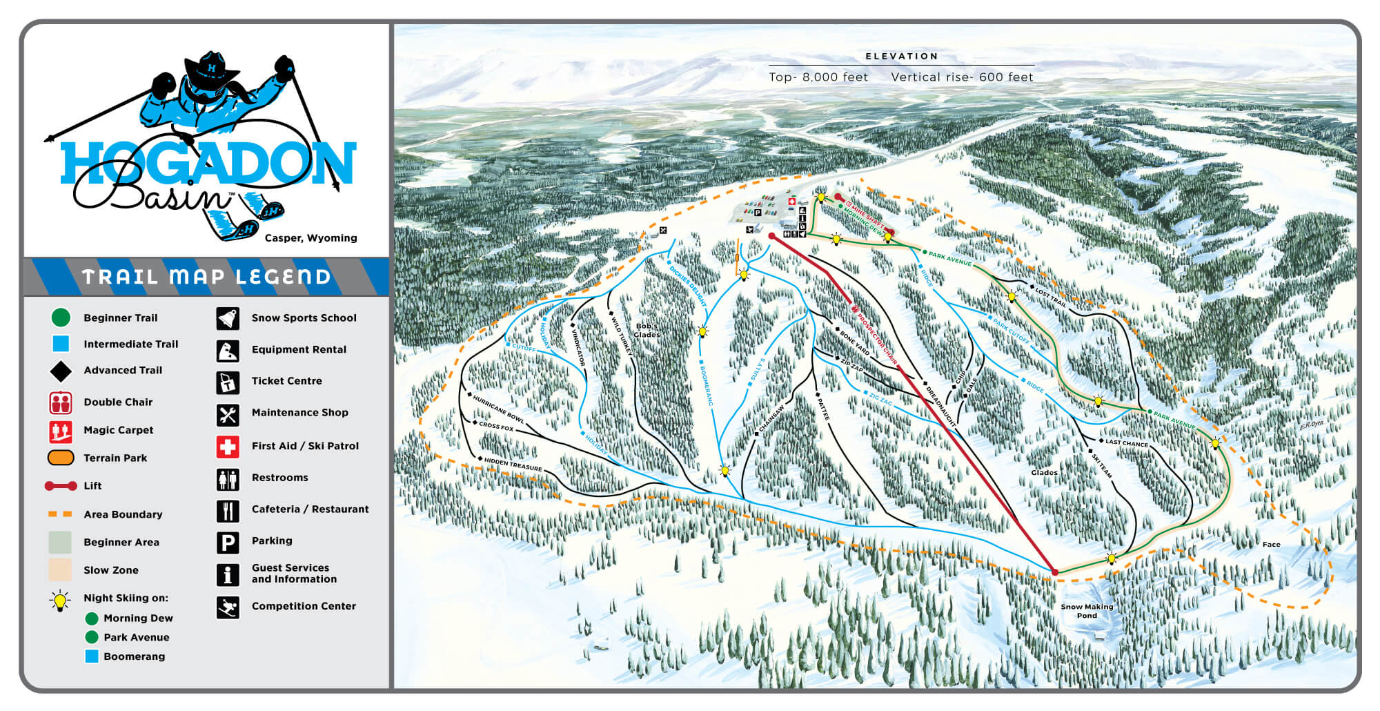 Hogadon Basin Ski Area Trail Map