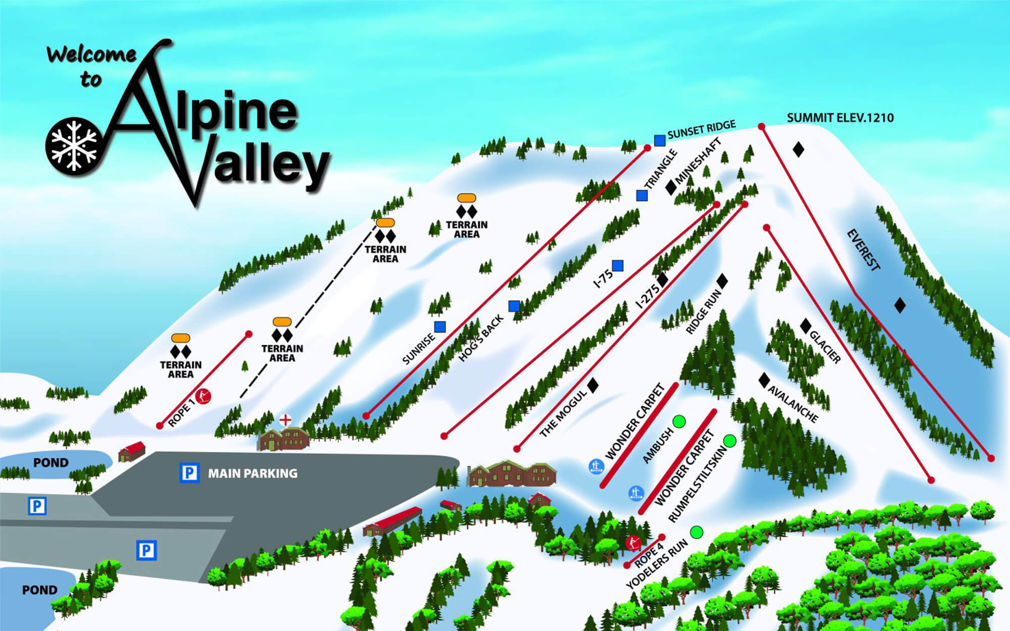 Alpine Valley Ski Area Trail Map