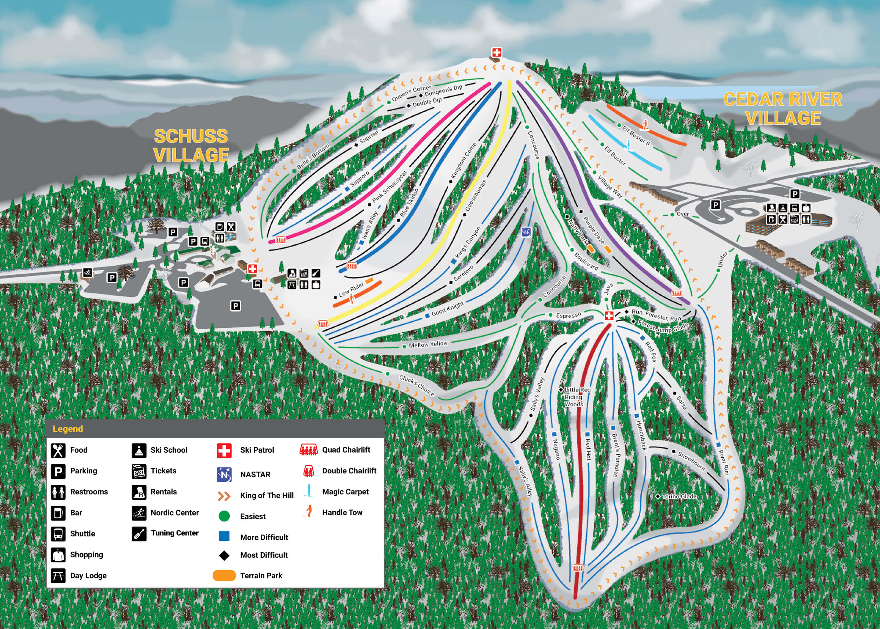Schuss Mountain at Shanty Creek Resort Trail Map