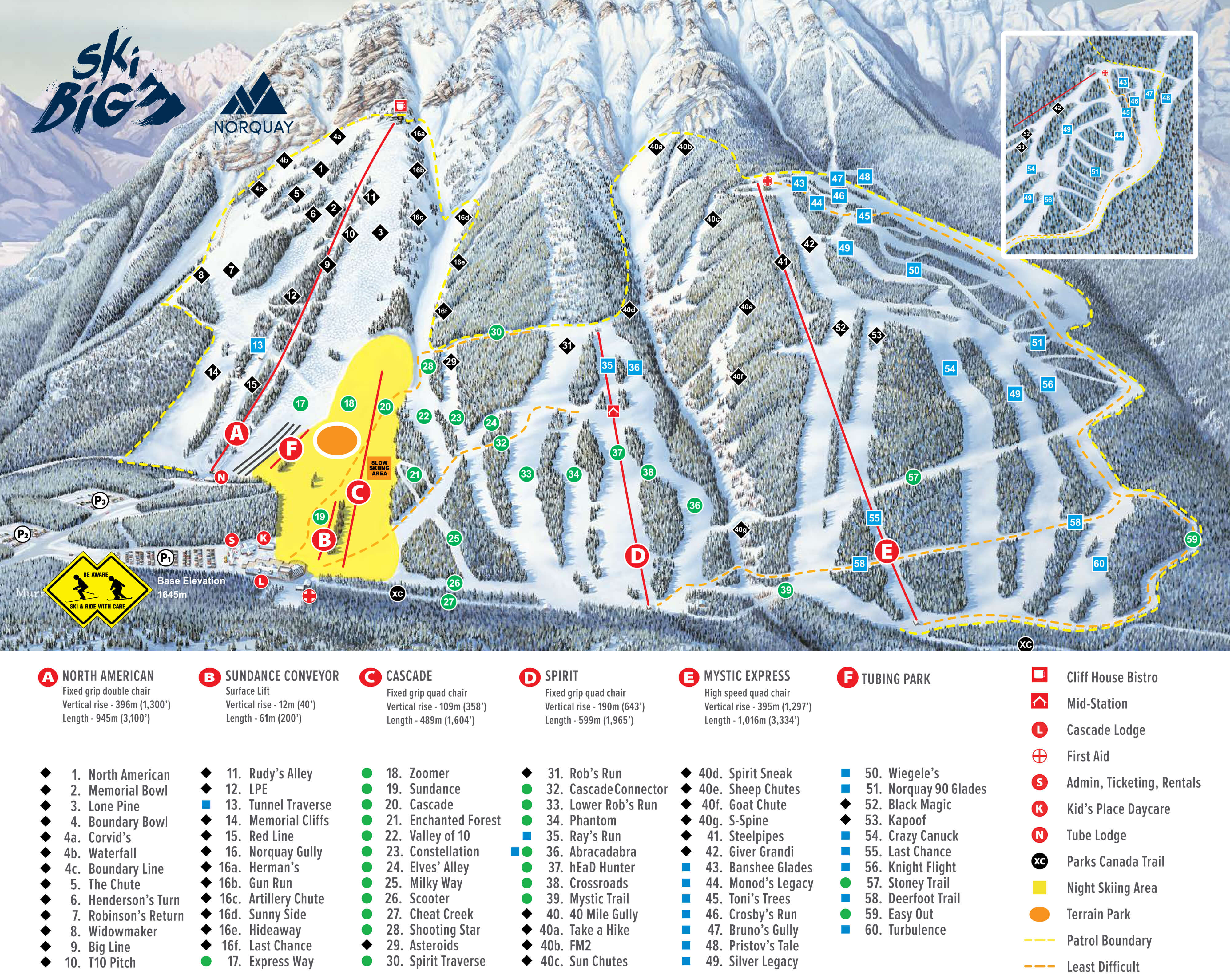 Mt Norquay Ski Resort Trail Map