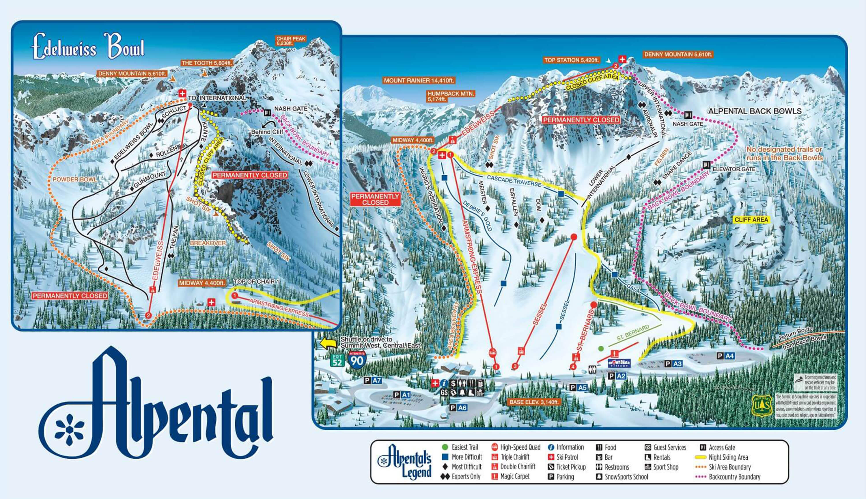 Summit at Snoqualmie Alpental Trail Map