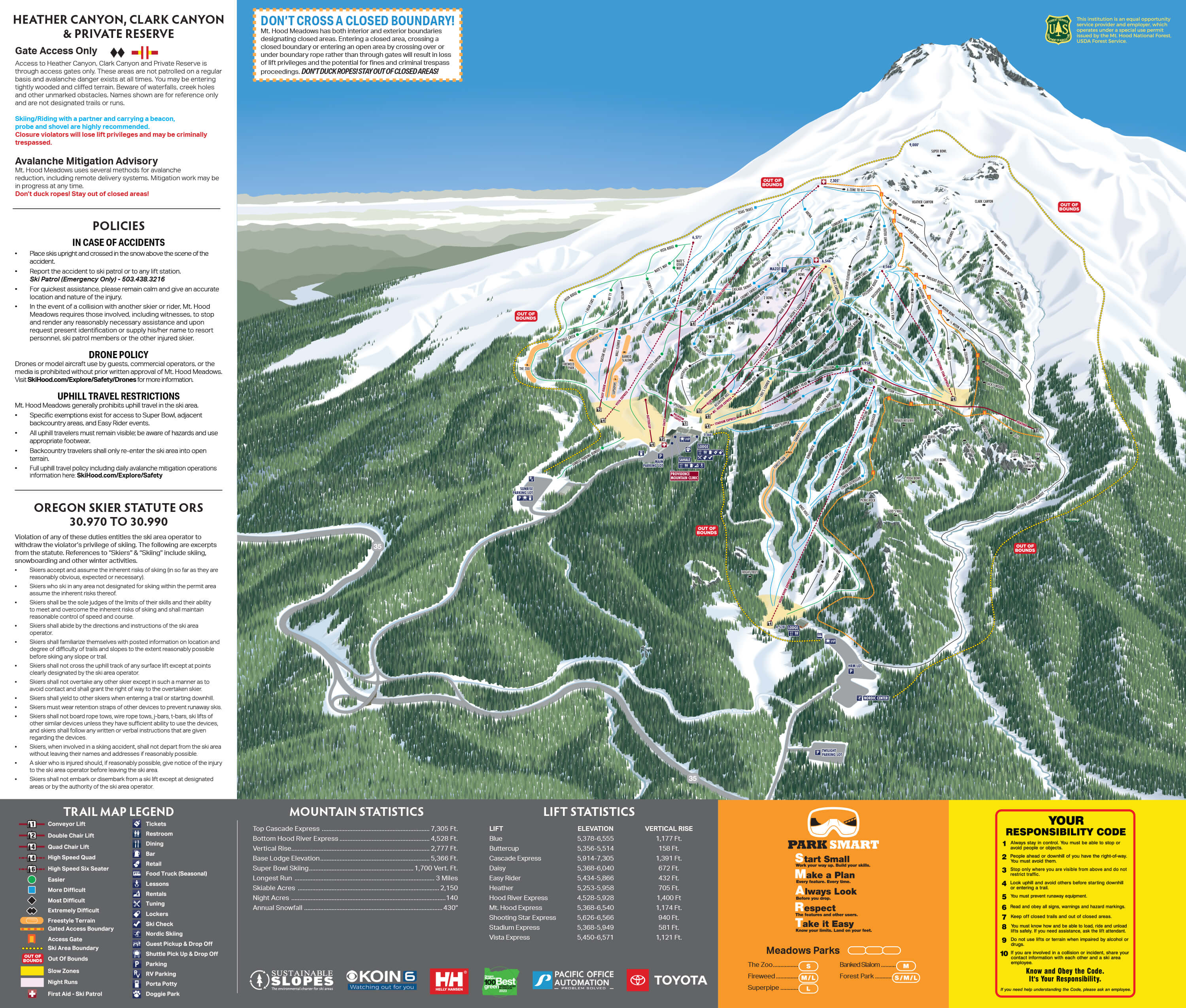 Mt Hood Meadows Ski Resort Trail Map