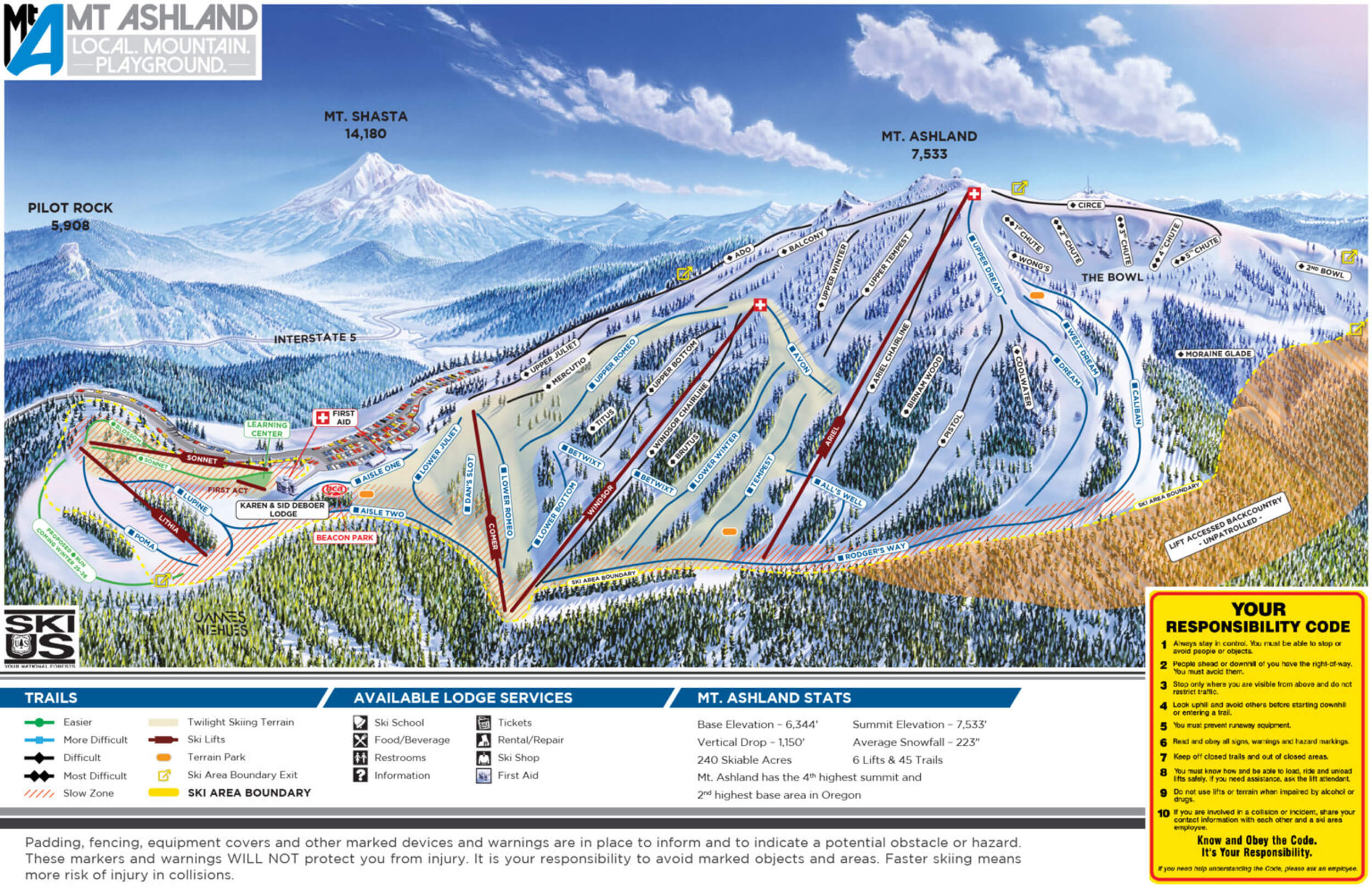 Mt Ashland Ski Area Trail Map
