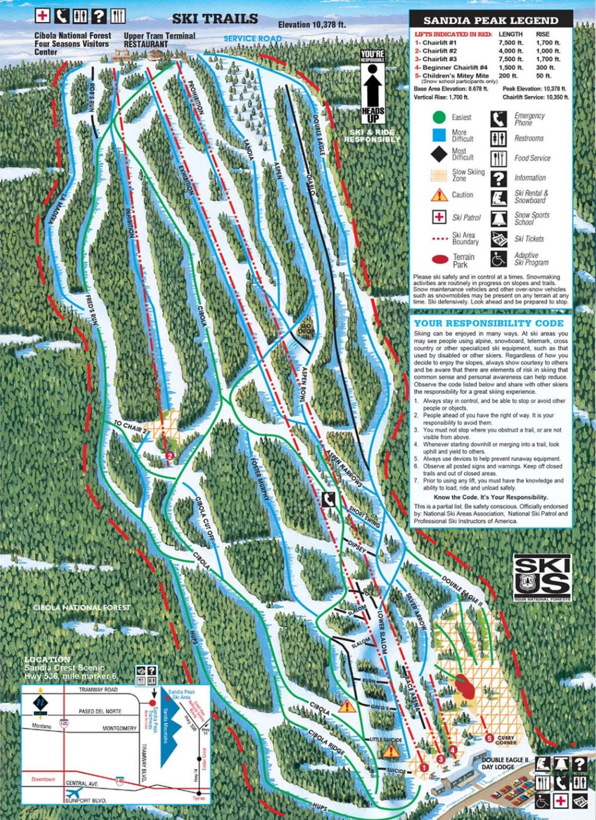Sandia Peak Ski Area Trail Map