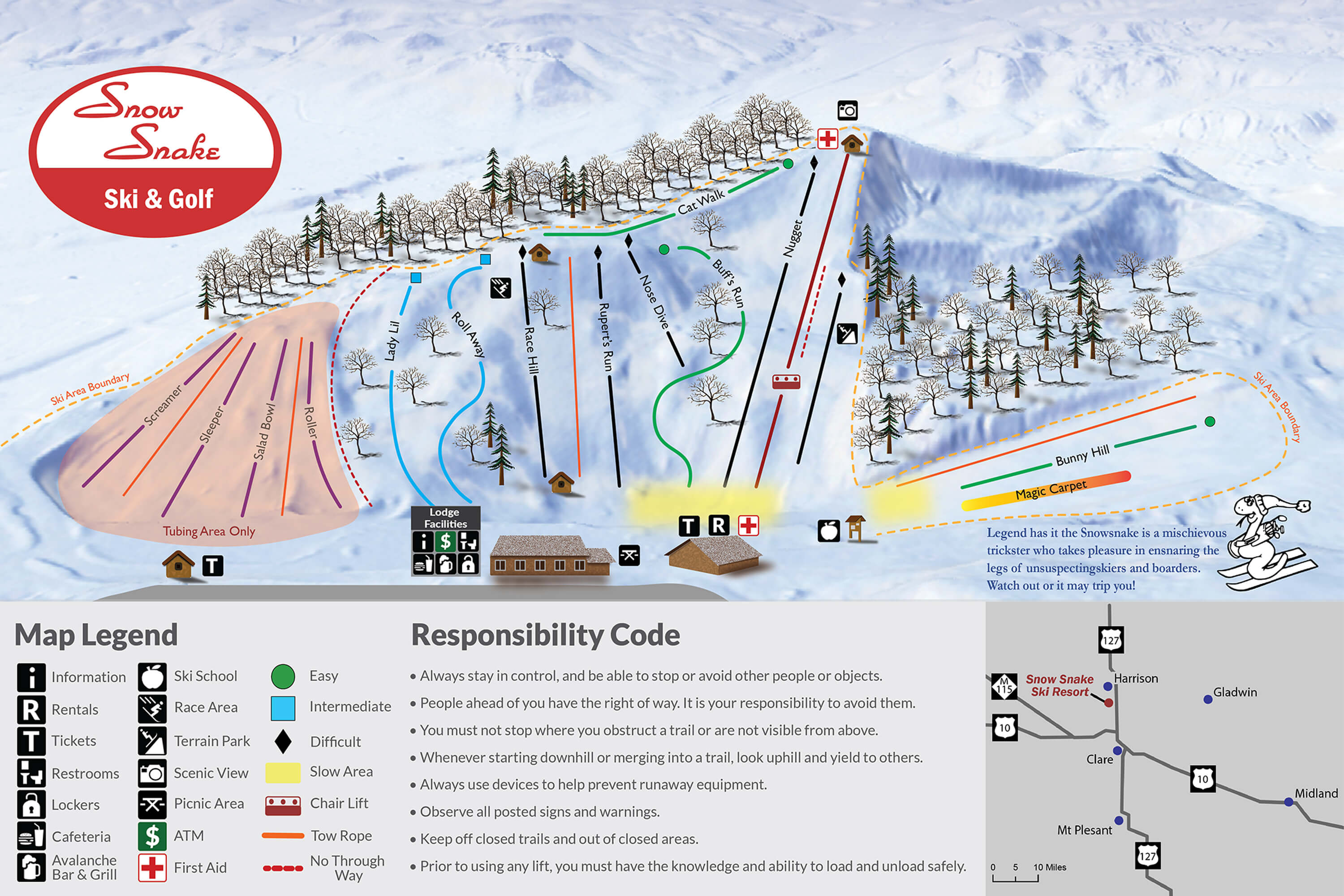 Snow Snake Ski & Golf Trail Map