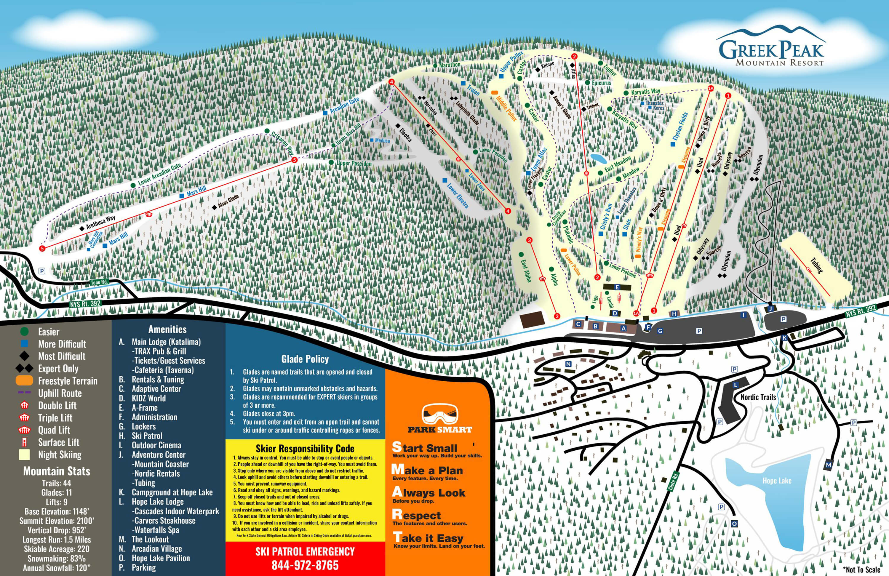 Greek Peak Mountain Resort Trail Map