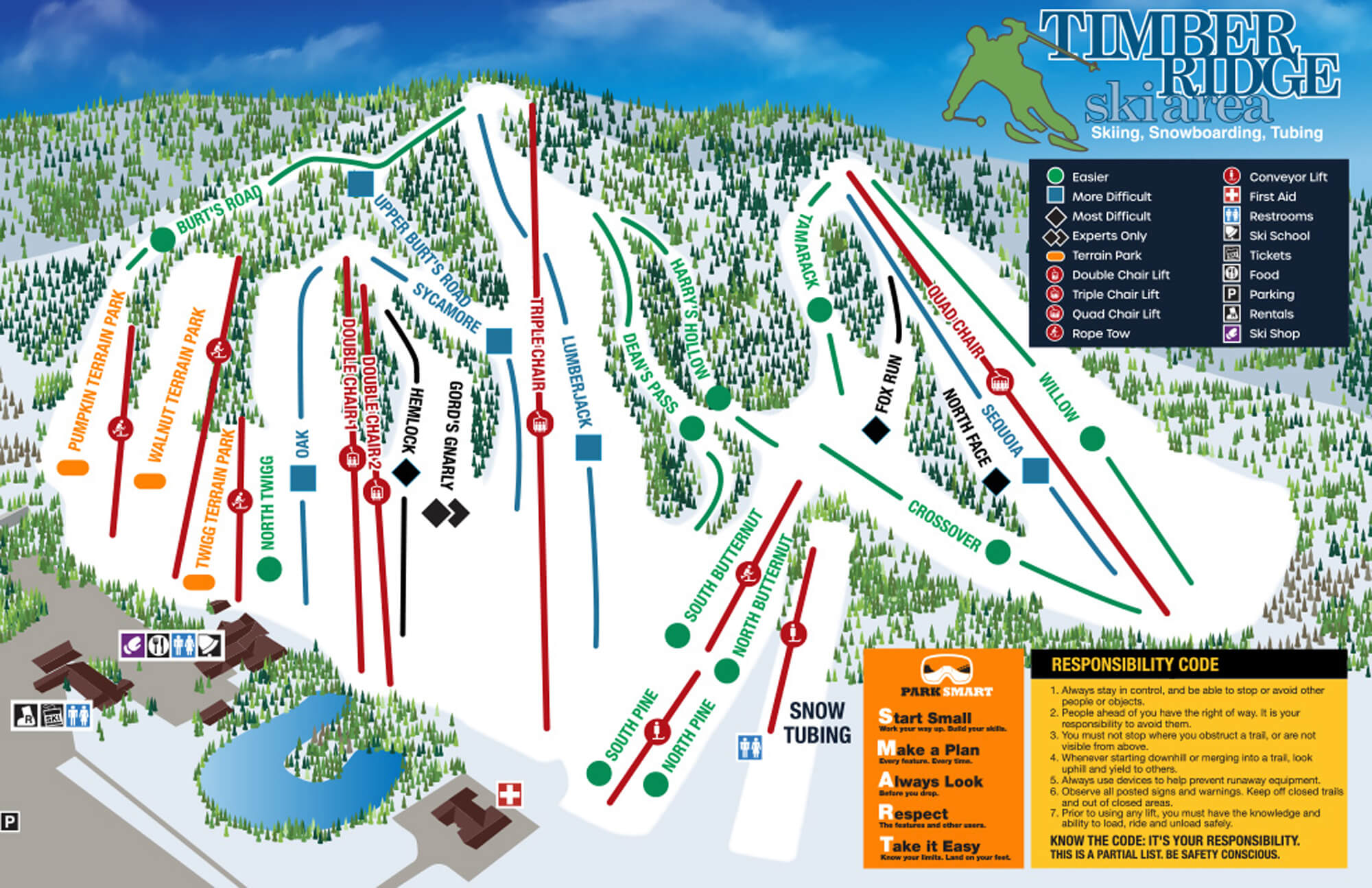 Timber Ridge Ski Area Trail Map