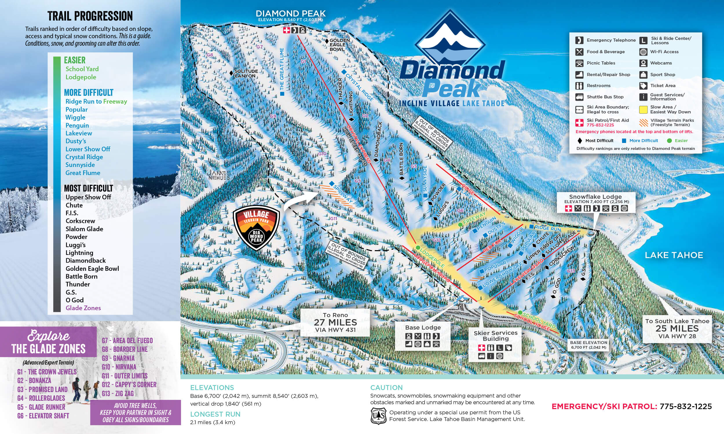 Diamond Peak Ski Resort Trail Map
