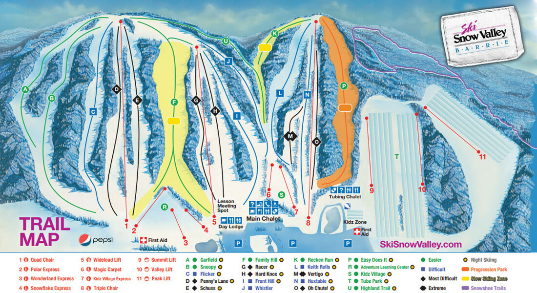 Snow Valley Ski Resort Trail Map