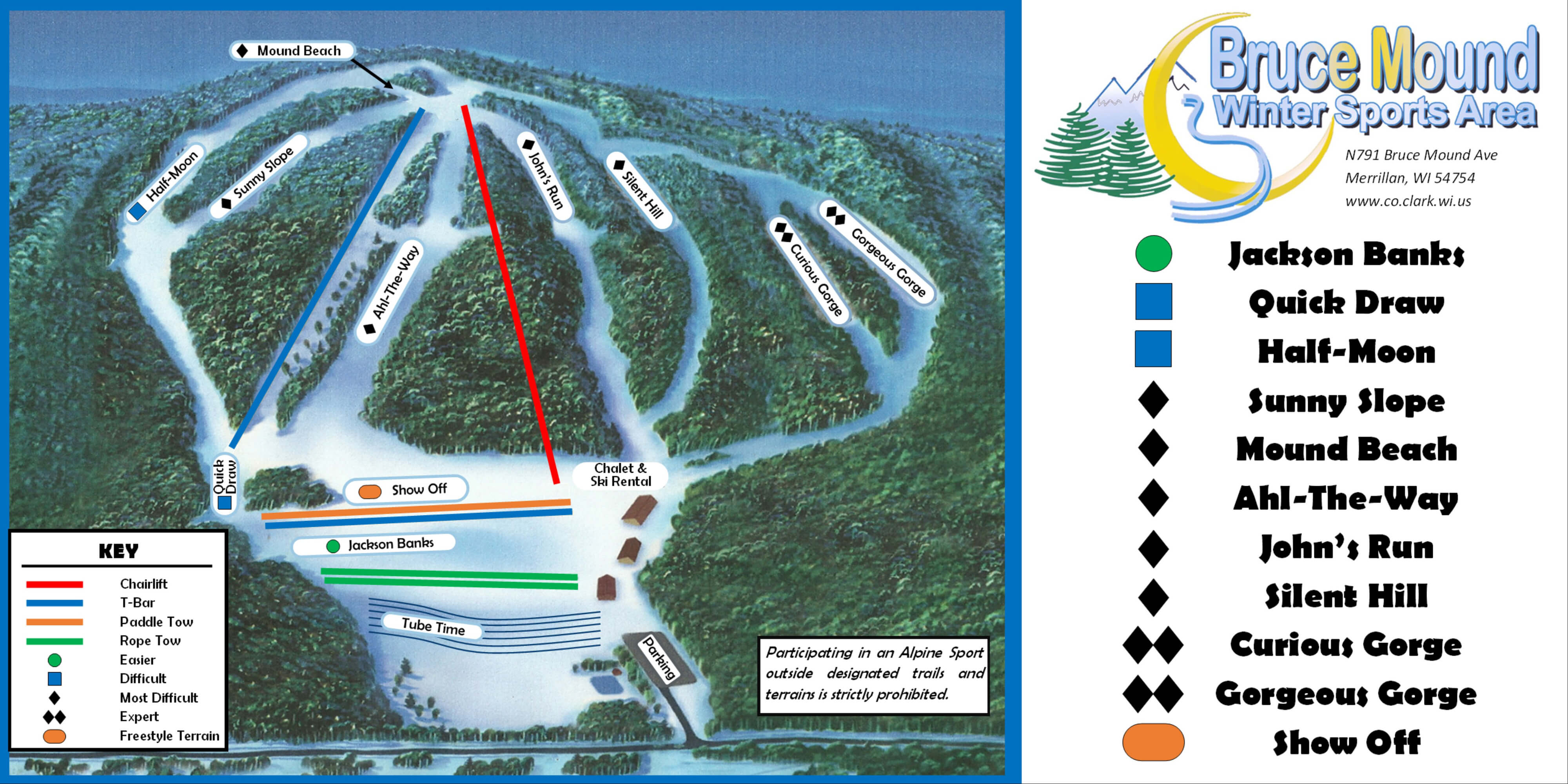 Bruce Mound Winter Sports Area Trail Map