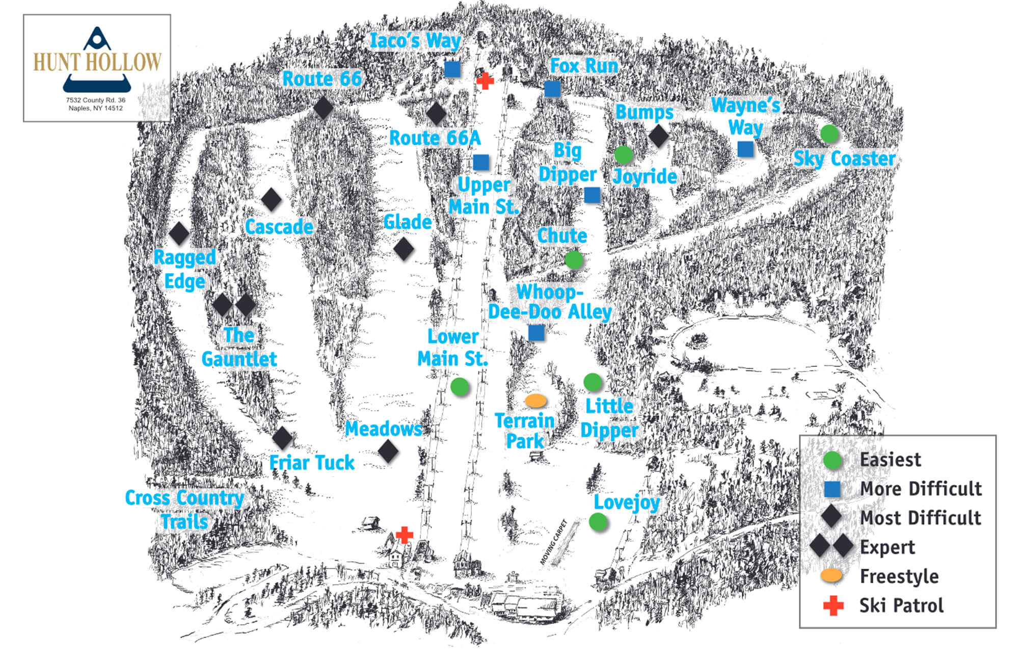 Hunt Hollow Ski Club Trail Map