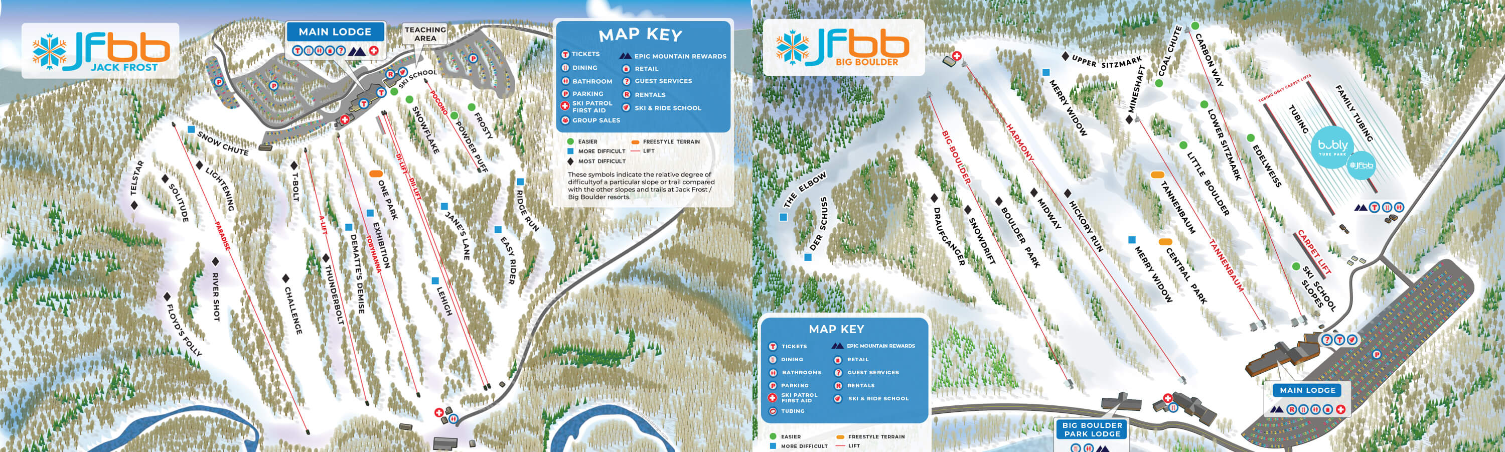 Jack Frost/Big Boulder Trail Map
