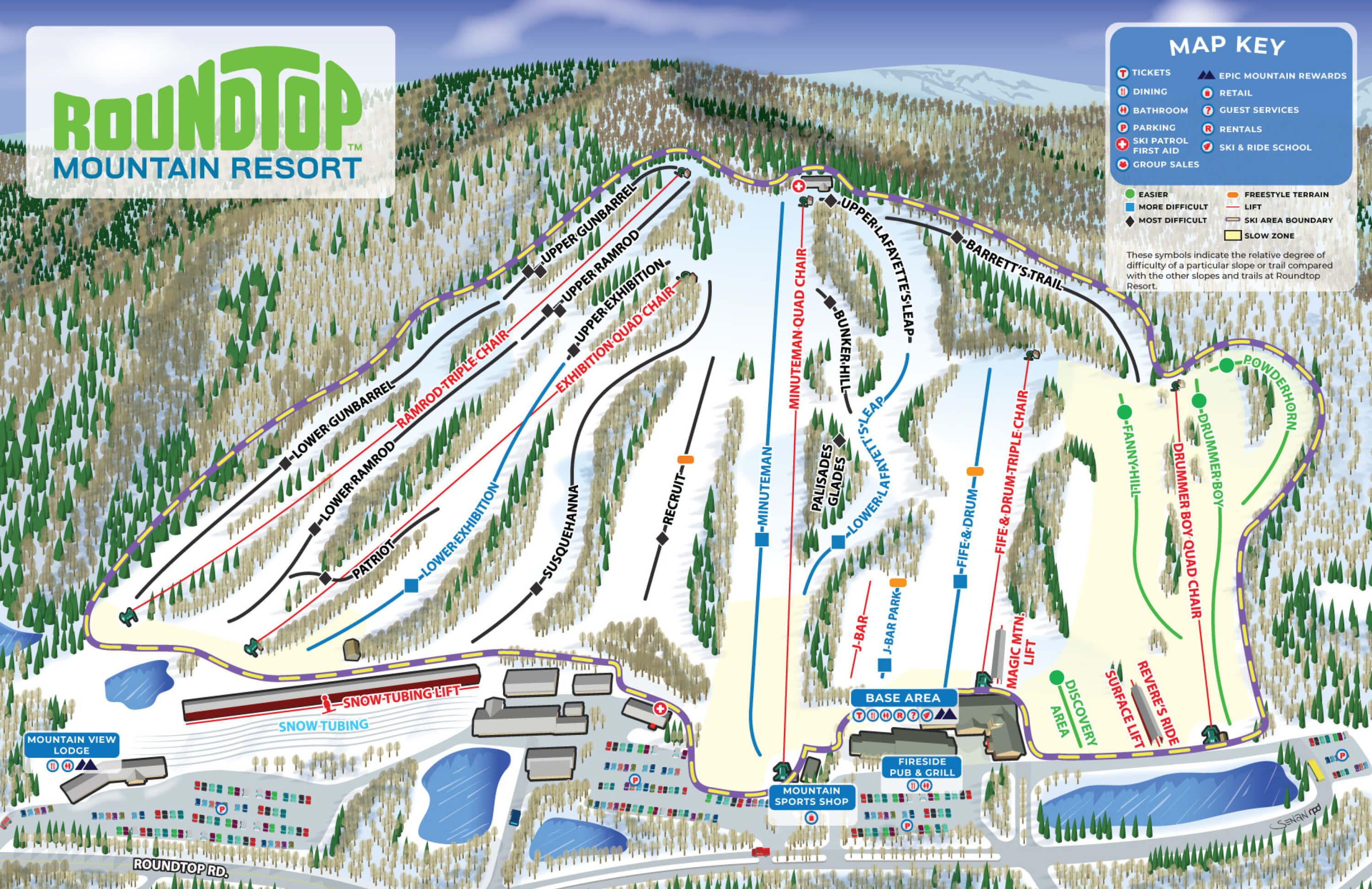 Roundtop Mountain Resort Trail Map