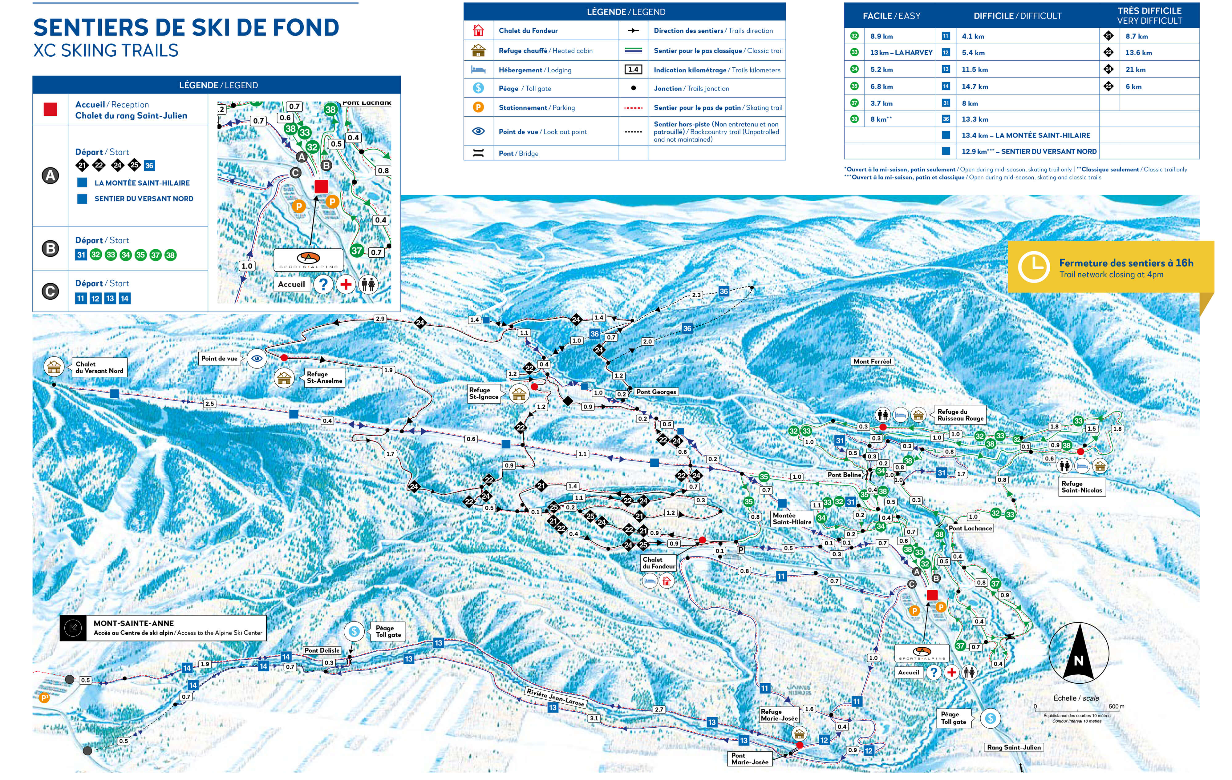 Station Mont Sainte Anne Cross Country Ski Center Trail Map