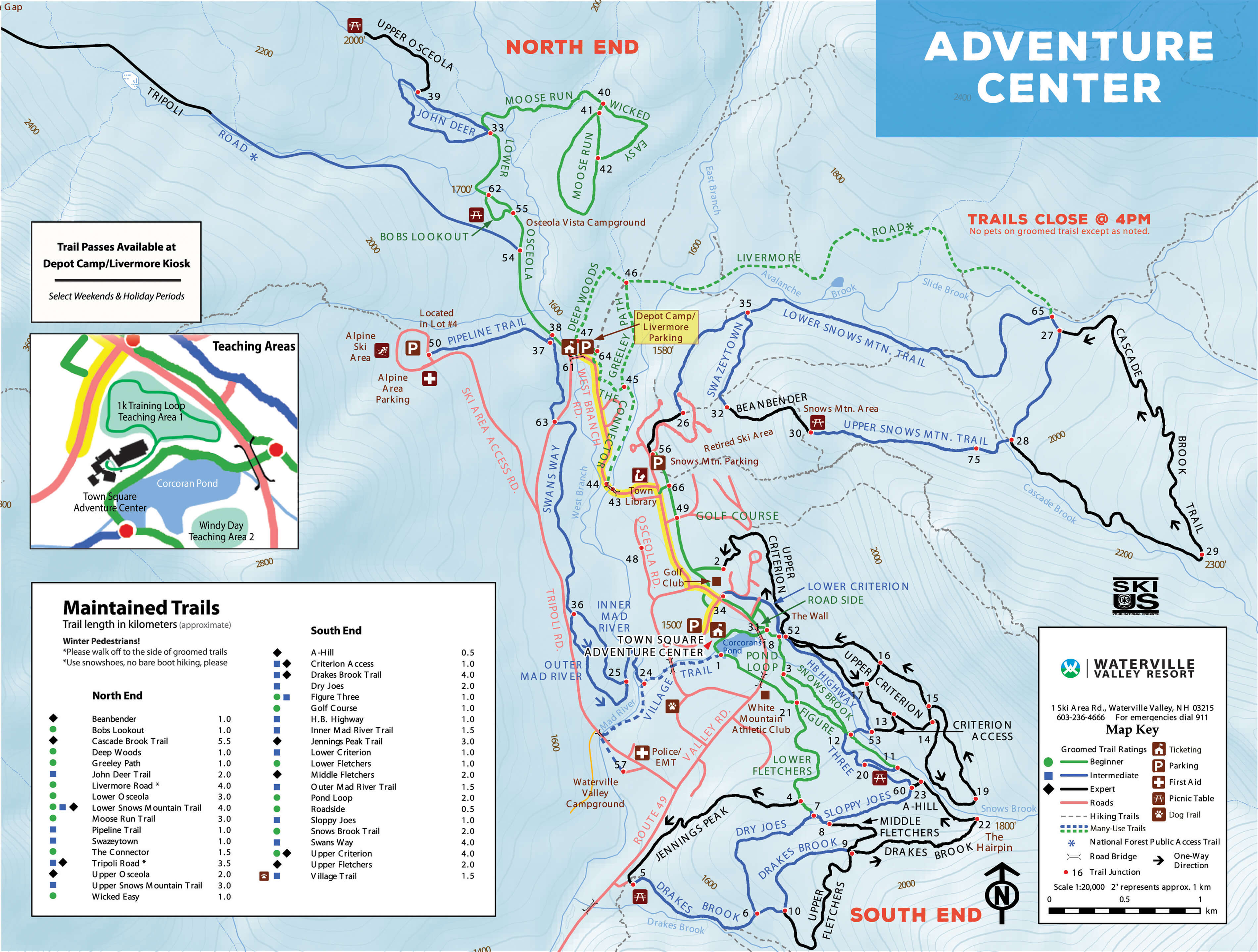 Nordic Center at Waterville Valley Trail Map