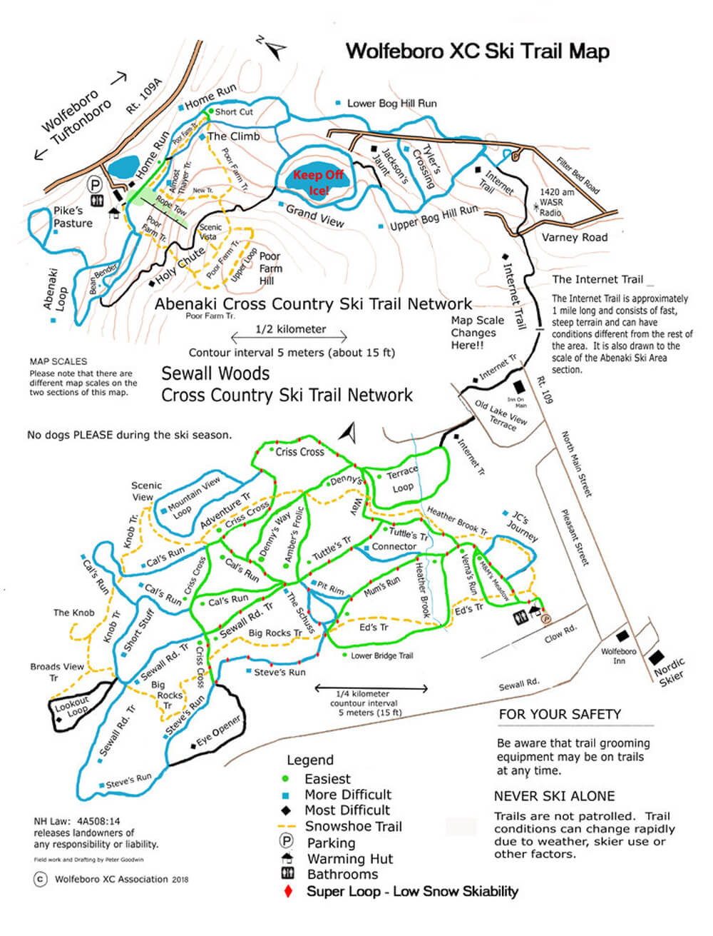 Nordic Skier Wolfeboro XC Trail Map