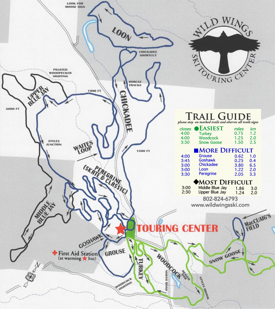 Wild Wings Ski Touring Center Trail Map