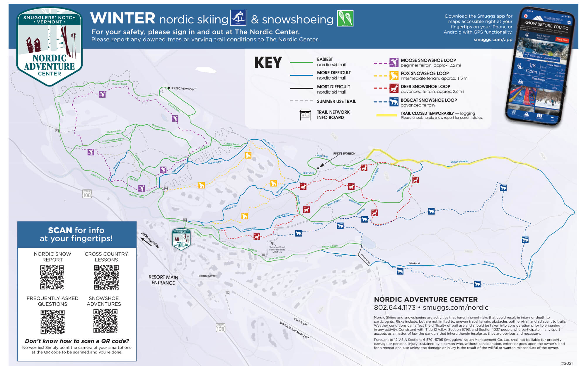 Smugglers' Notch Nordic Center Trail Map