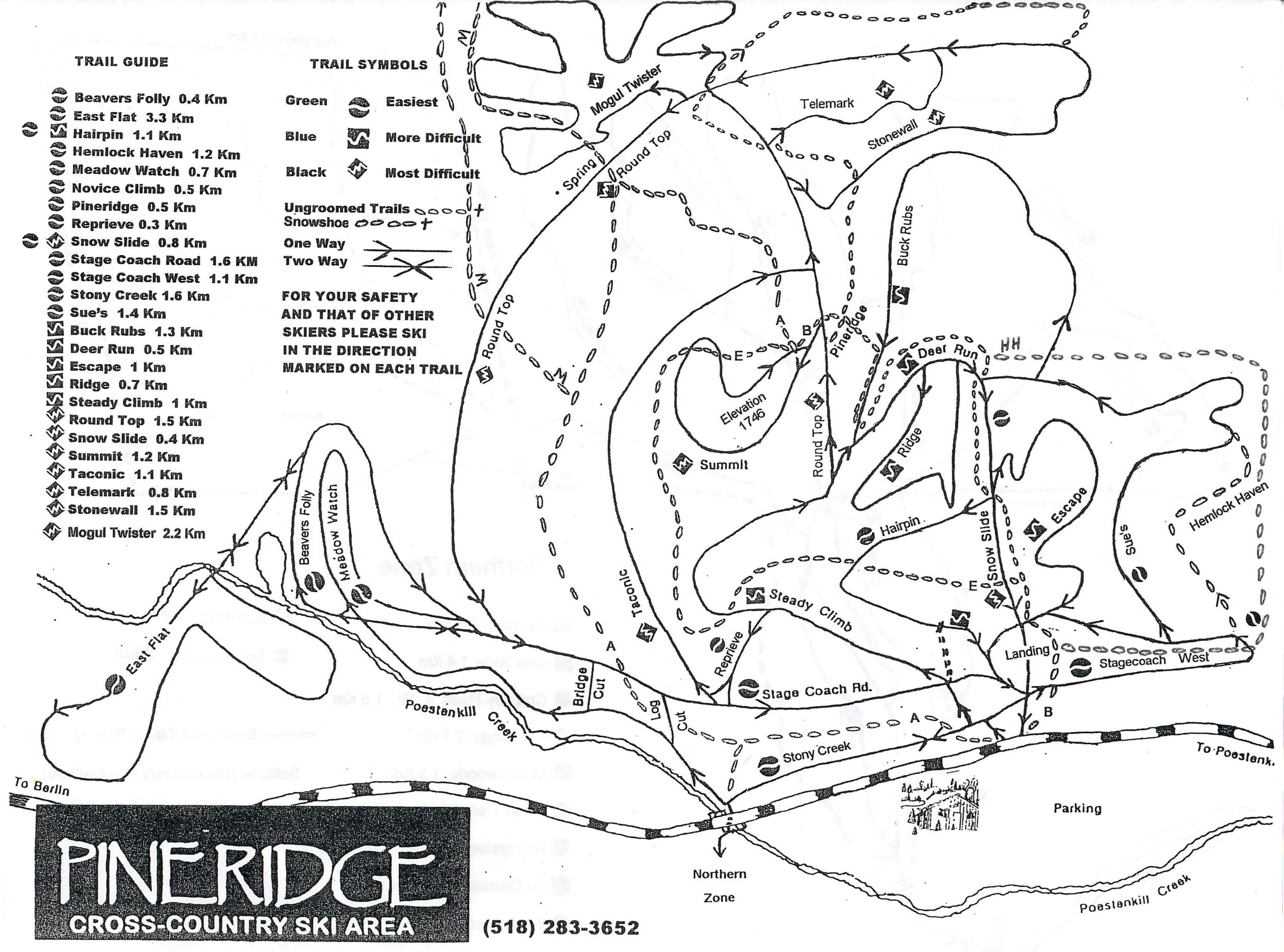 Pineridge Cross Country Ski Area Trail Map