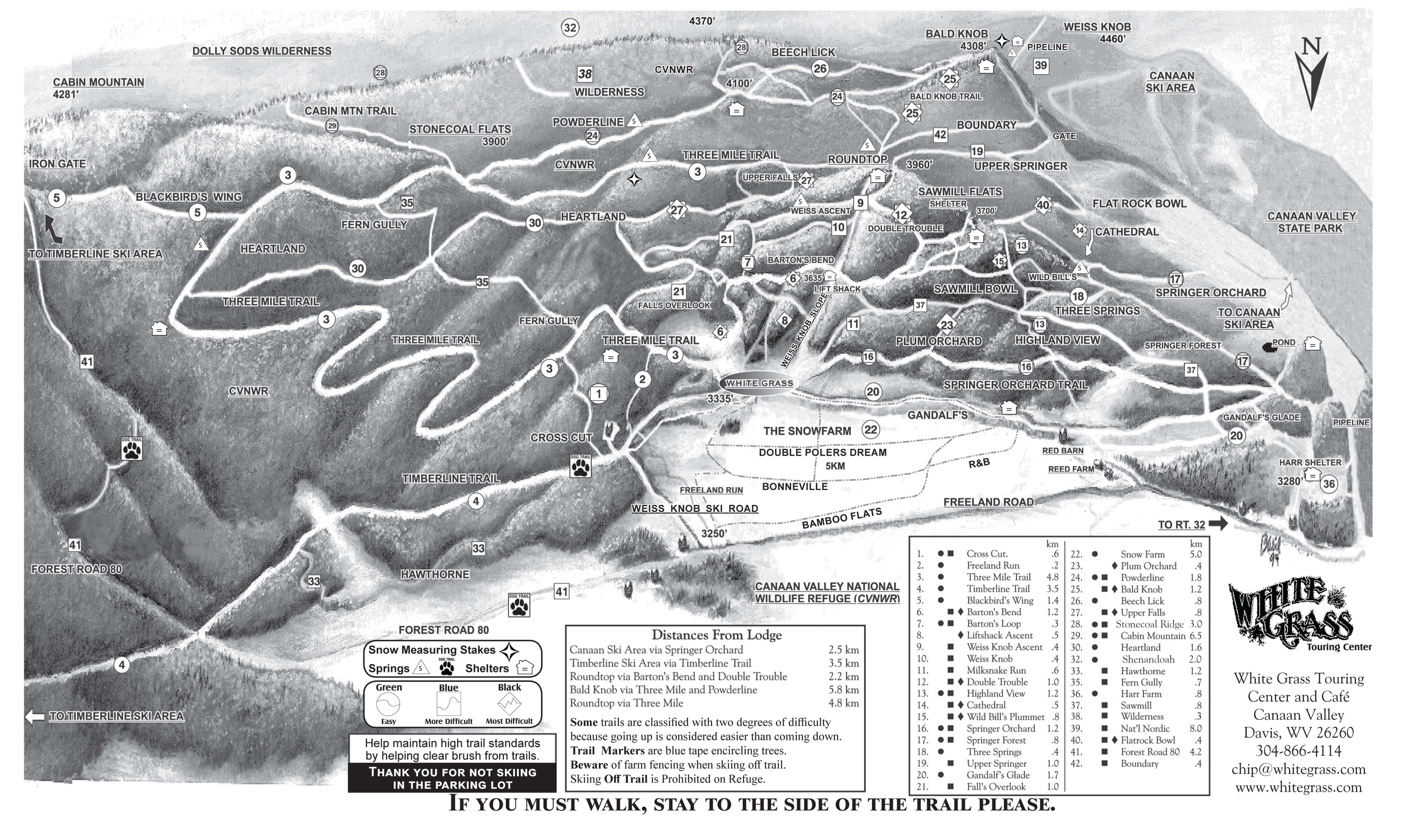 White Grass Touring Center Trail Map