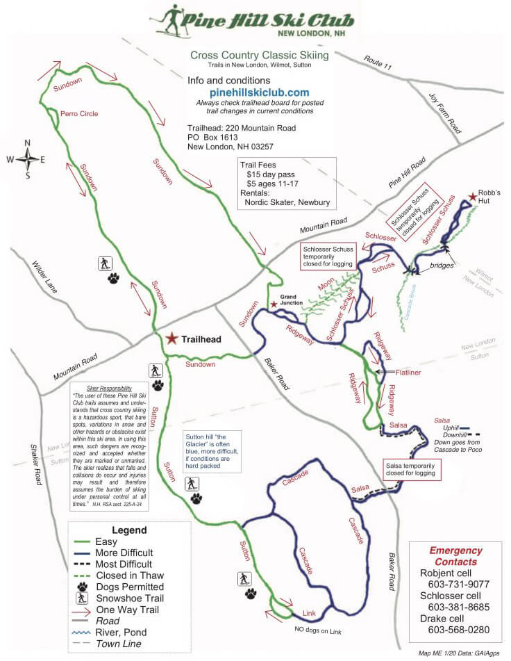 Pine Hill Ski Club Trail Map